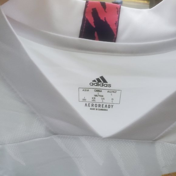 Adidas Areoready Real White And Pink Emirates Fly Better Jersey Size Large - Picture 2 of 7